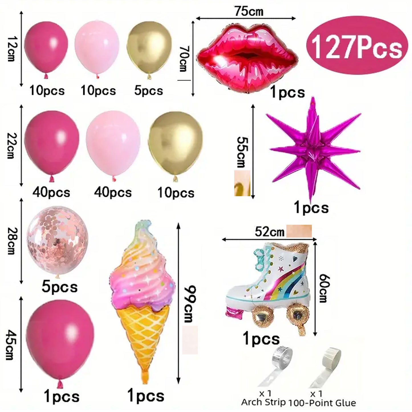 127 Pieces Pink Balloon Wreath Arch Kit - Create Magical Celebrations! - Kabukis