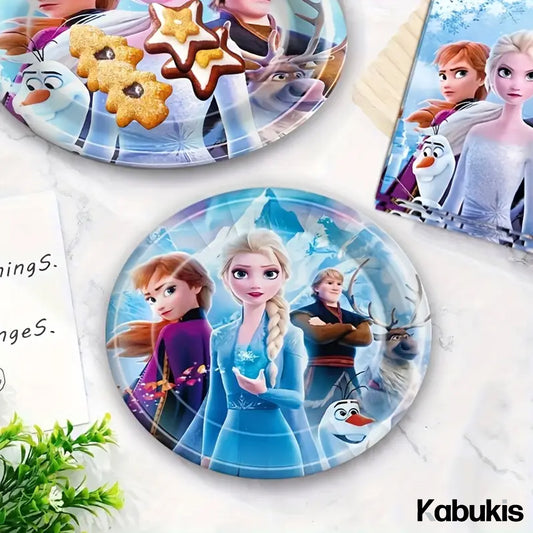 Kabukis 50pcs Frozen Party Set - Elsa Princess Paper Plate & Serviettes Cups - Kabukis