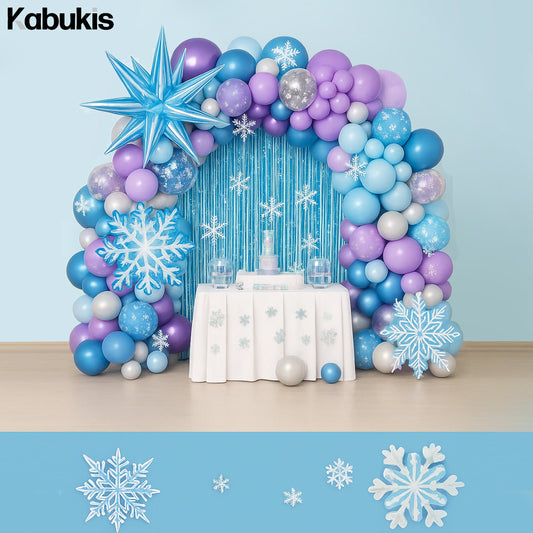 Kabukis 184 Piece Frozen Theme Balloon Arch - Snowflake Wonderland for Birthdays - Kabukis