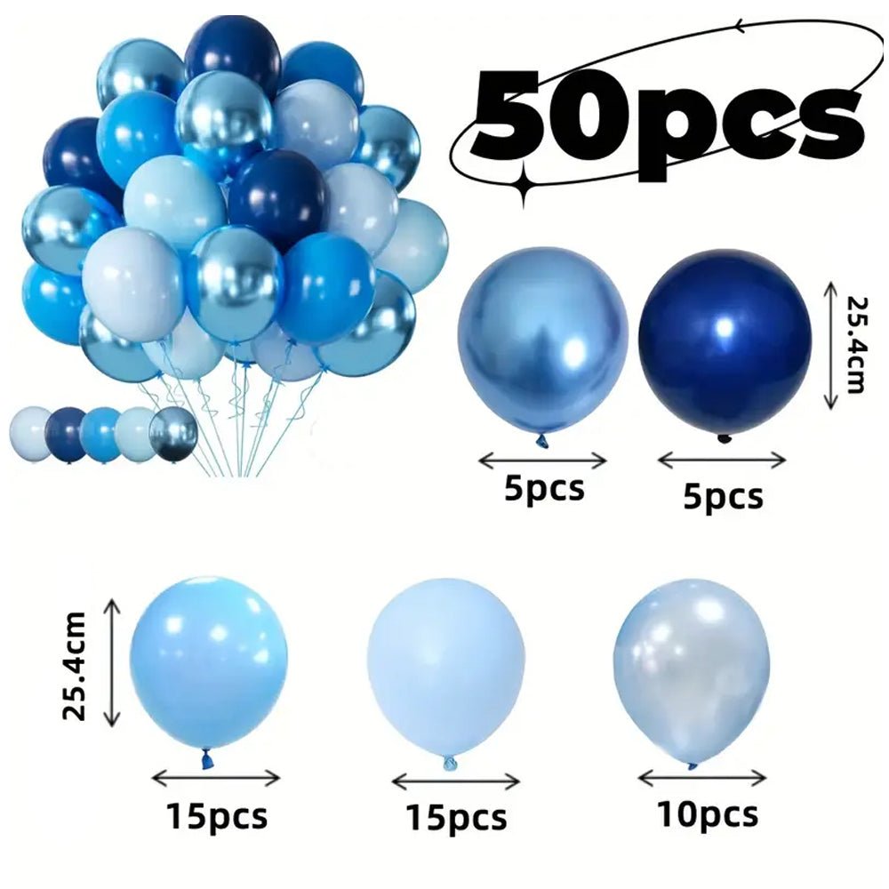50 Pieces Blue Latex Balloons - Stunning Party Decoration Delight - Kabukis