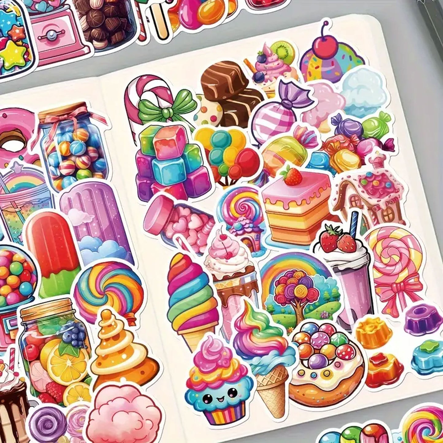 50pcs Vibrant Candy Stickers - Add a Pop of Fun to Any Surface! - Kabukis