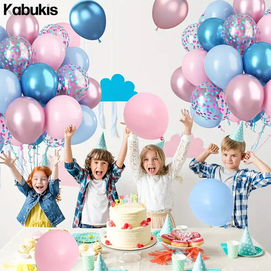 Pink and Blue Confetti Balloons for Joyful Celebrations - 42 Pieces - Kabukis
