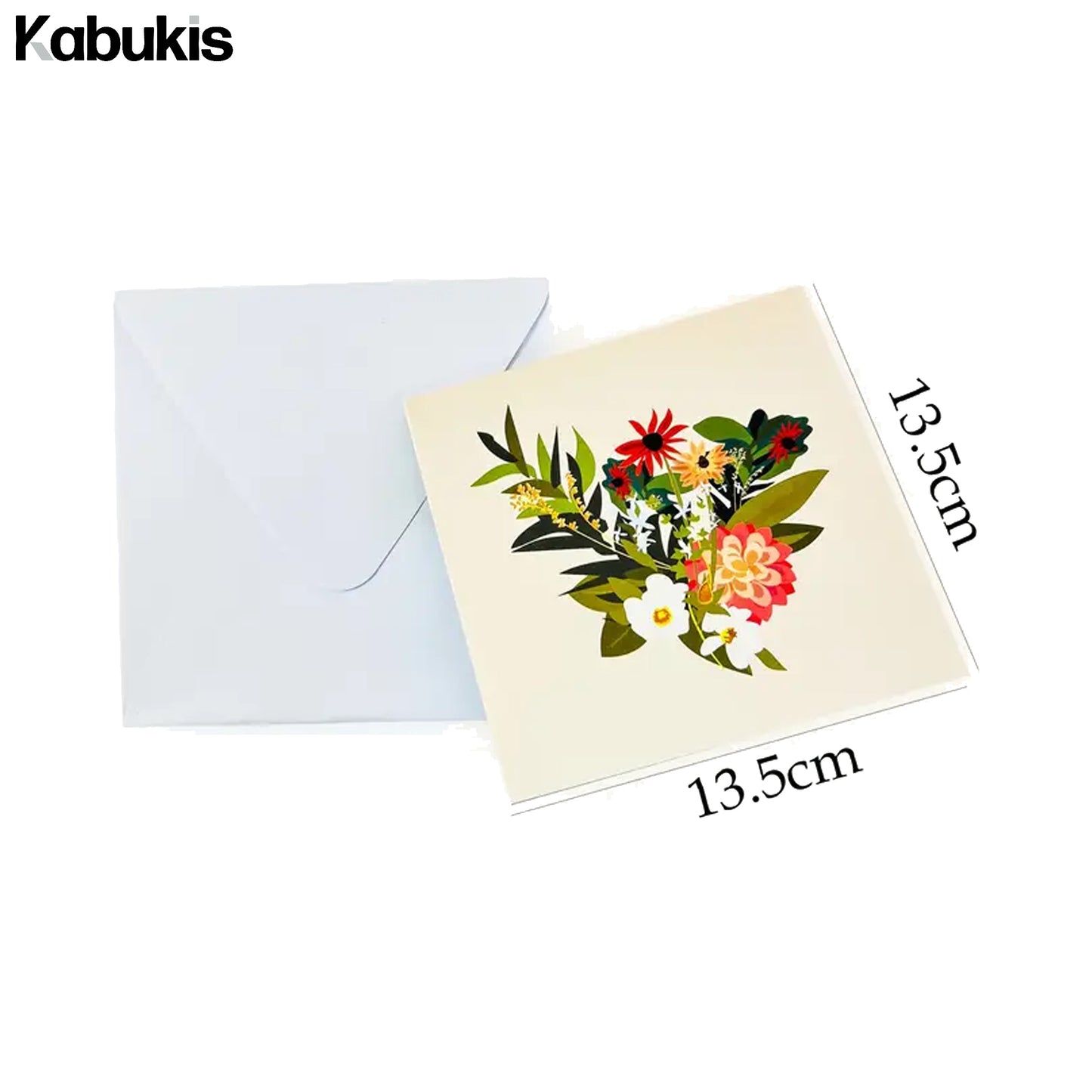 Kabukis 3D Pop - Up Floral Birthday Card - Vibrant Teal & Golden Delight - Kabukis