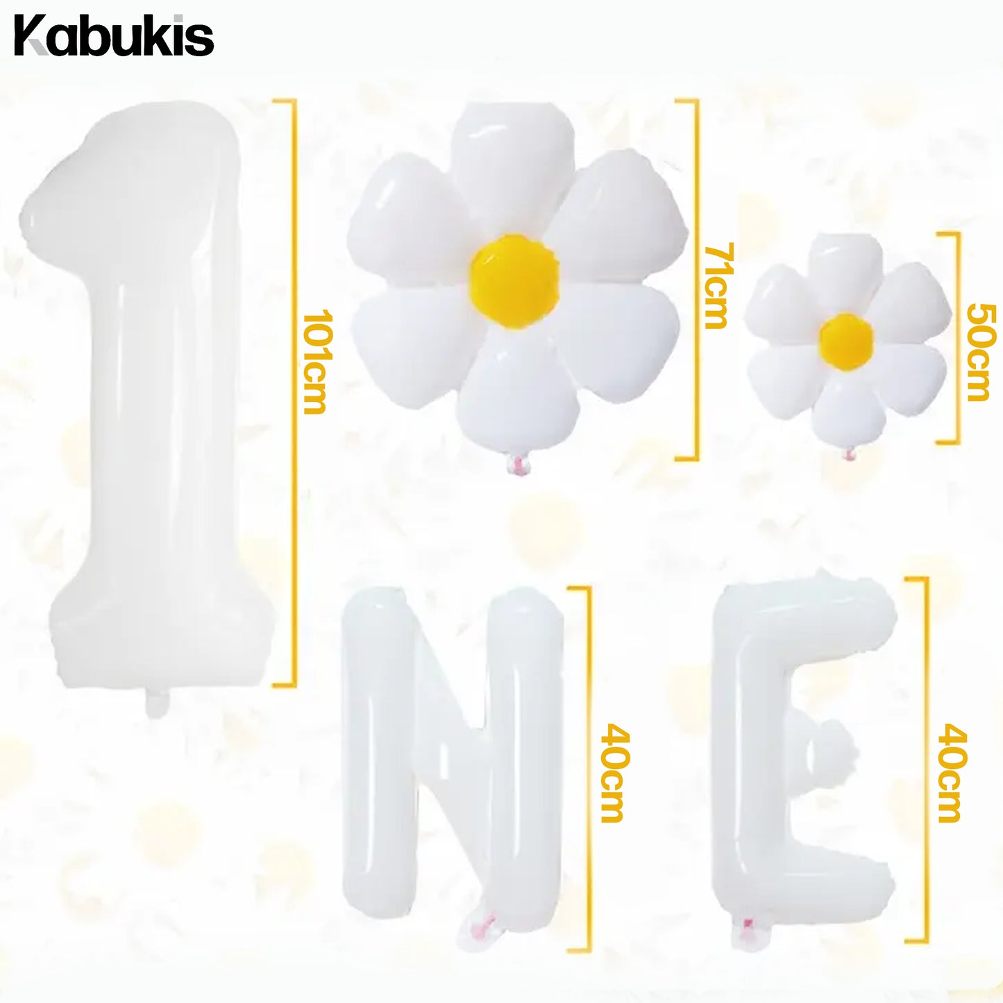 Kabukis 5 Pieces Daisy Party Decorations - Joyful Bloom for Birthdays - Kabukis