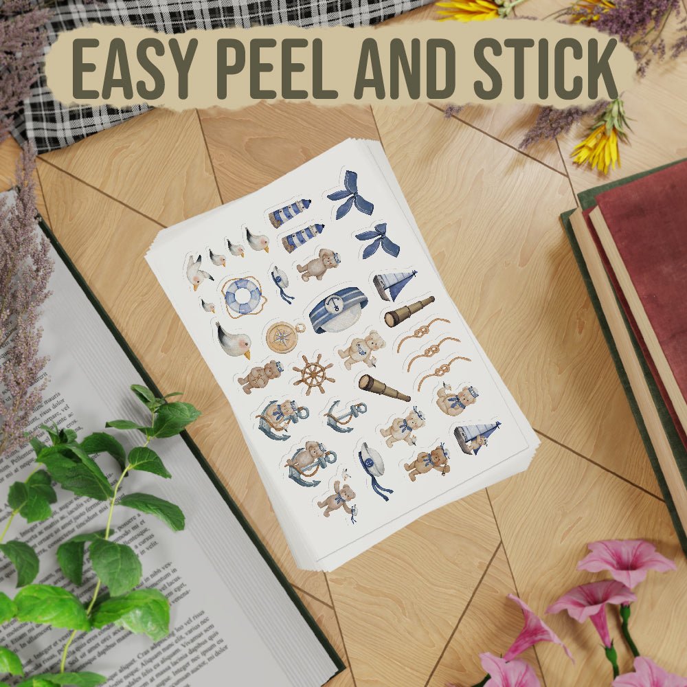 Seaside Adventures - Teddy Bear Sailor Sticker Set for Nautical Charm - Kabukis