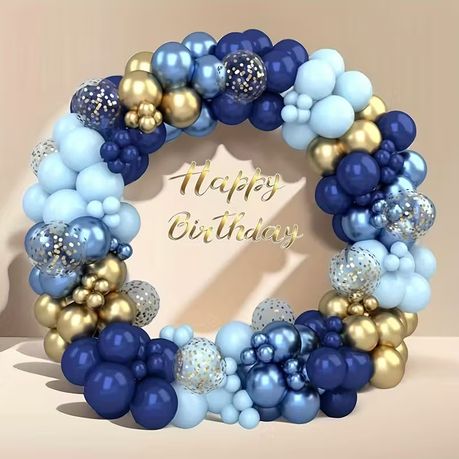 42 Balloons - Navy, Golden & Blue for Birthday Party or Baby Shower Arch - Kabukis