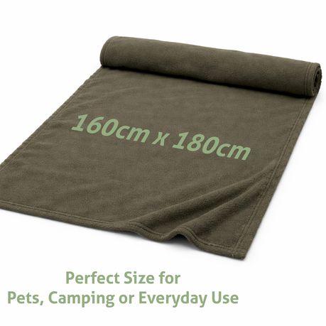 Camping Pet Plush Fleece Blanket - Cozy Comfort in Dark Olive 160x180 - Kabukis