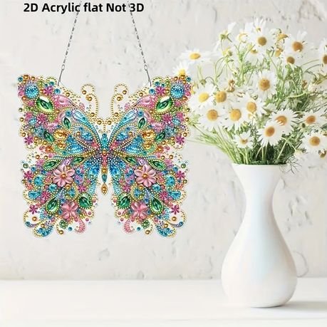 Butterfly 2D Acrylic Diamond Dot Painting Pendant - Elegant DIY Wall Décor - Kabukis