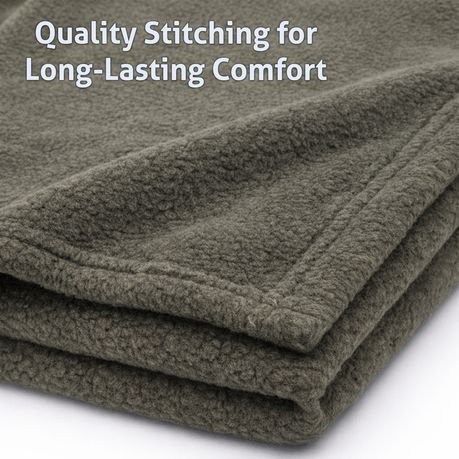Camping Pet Plush Fleece Blanket - Cozy Comfort in Dark Olive 160x180 - Kabukis