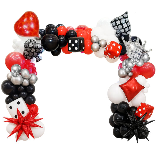 Kabukis 154 Piece Casino Vegas Party Balloon Arch Kit - Dazzling and Deluxe - Kabukis