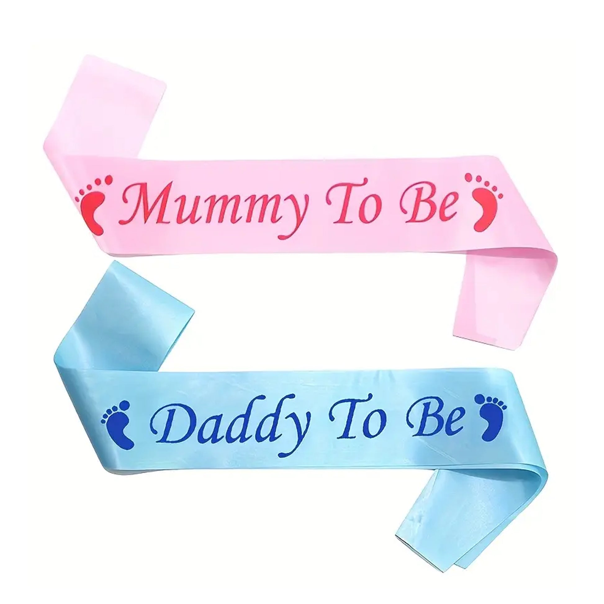 Mom and Dad Baby Shower Canvas Sash Set - Pink and Blue - 2 Piece - Kabukis