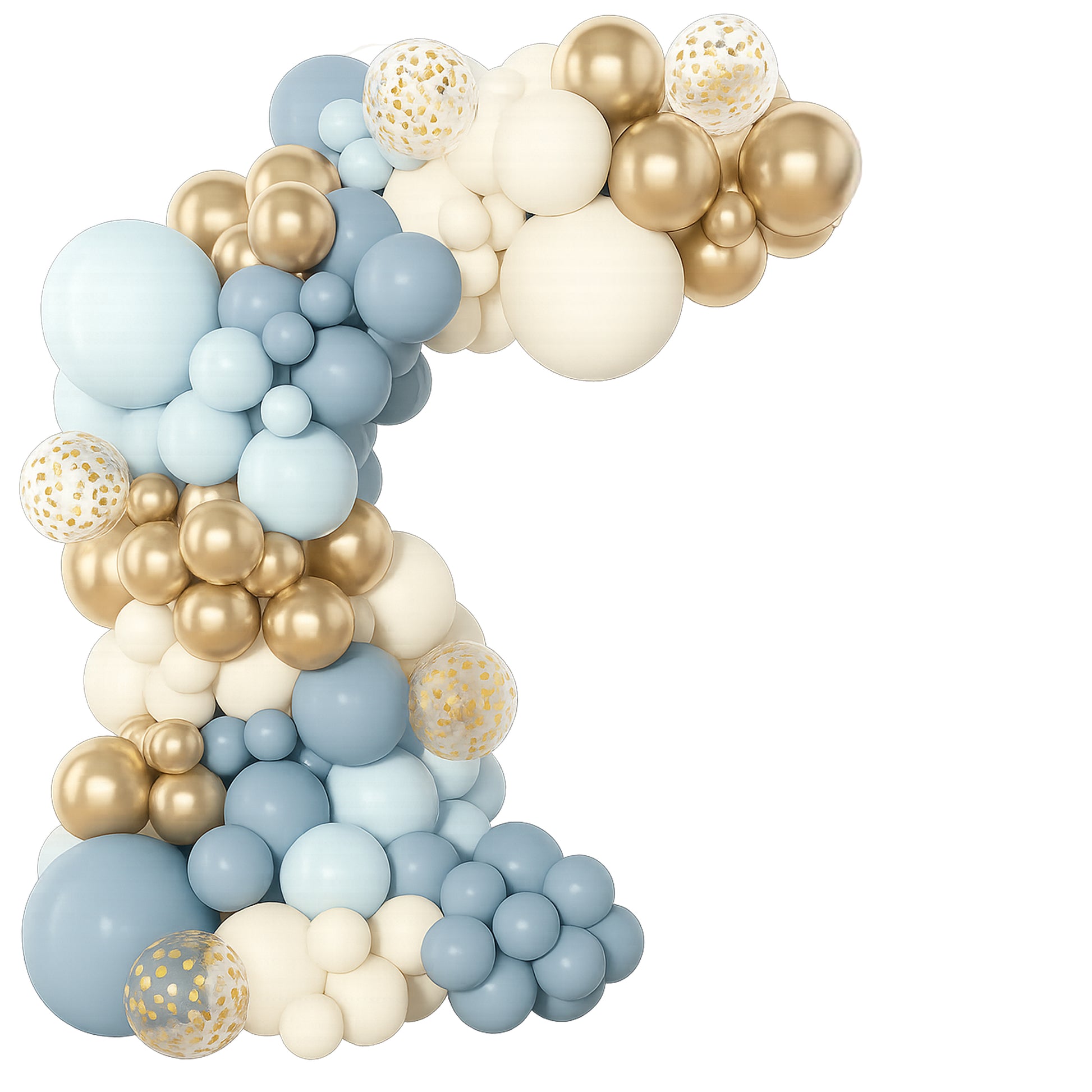 Kabukis Blue Balloon Garland Arch Kit - 97 Piece - White, Sand and Gold Balloons - Kabukis