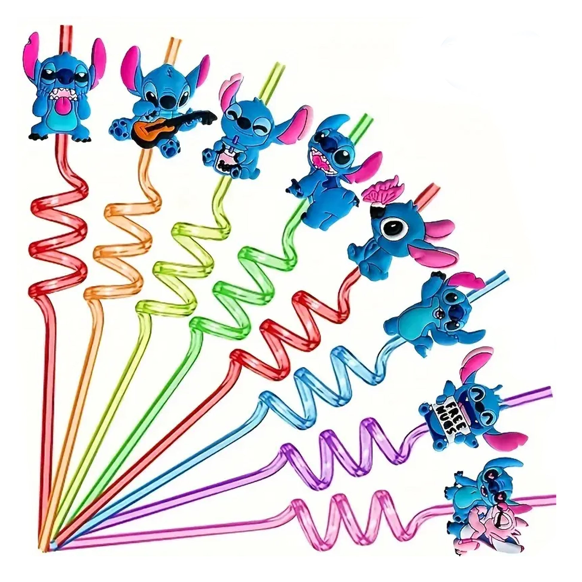 Kabukis Stitch Reusable Straws - 8 - piece of Joyful Fun for Birthdays & Events - Kabukis