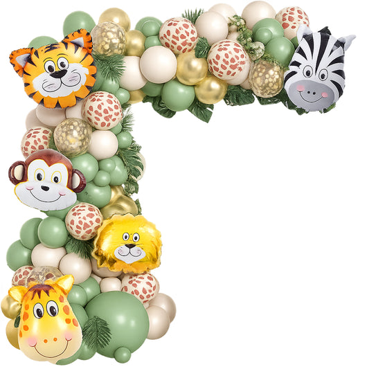 Kabukis Jungle Safari Balloon Garland - Wild Party Fun, 145 Piece Kit - Kabukis