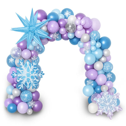 Kabukis 184 Piece Frozen Theme Balloon Arch - Snowflake Wonderland for Birthdays - Kabukis