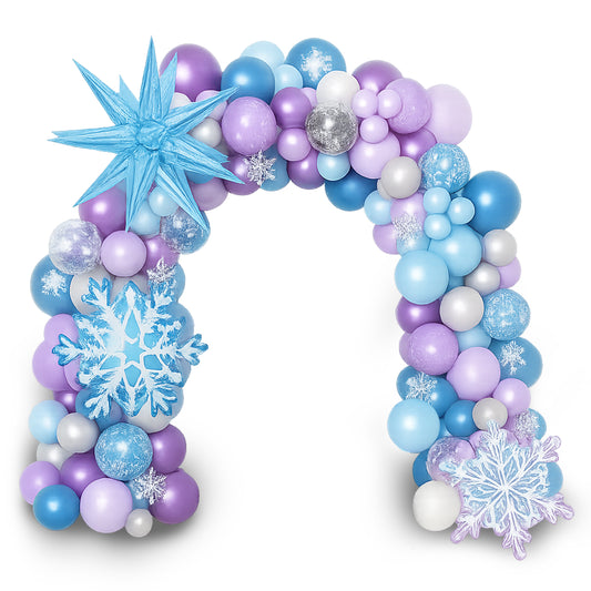 Kabukis 184 Piece Frozen Theme Balloon Arch - Snowflake Wonderland for Birthdays - Kabukis