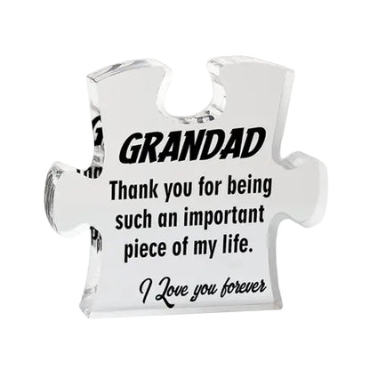 Gift to Grandpa - Puzzle Shape Acrylic Plaque for Father's Day - Kabukis