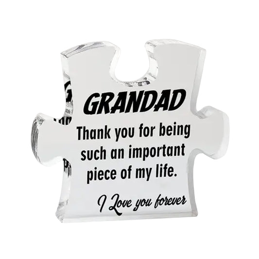 Gift to Grandpa - Puzzle Shape Acrylic Plaque for Father's Day - Kabukis