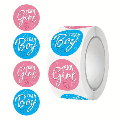 Gender Reveal Stickers - Celebrate Team Girl or Boy in Style! - 500 Pack - Kabukis