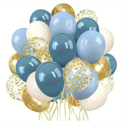 Celebrate in Style - Balloon Set - Elegant Blue, Sand and Golden - 44 Piece - Kabukis