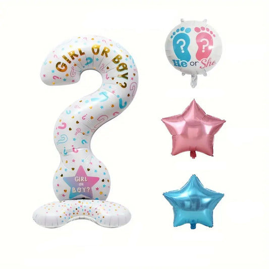 Gender Reveal Party Theme Foil Balloons Set - Celebrate with Style! - 5 Piece - Kabukis
