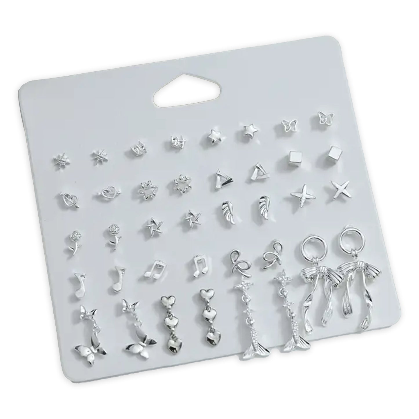 Kabukis 20 Pairs Elegant & Sexy Alloy Earrings Set - Sterling Silver Style - Kabukis