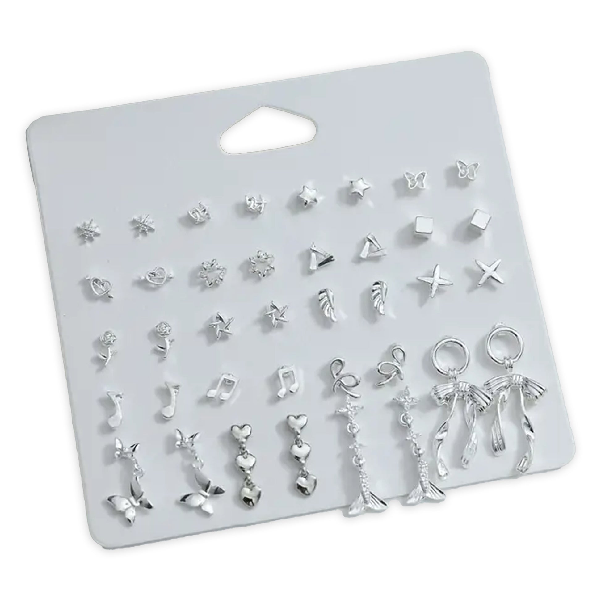 Kabukis 20 Pairs Elegant & Sexy Alloy Earrings Set - Sterling Silver Style - Kabukis