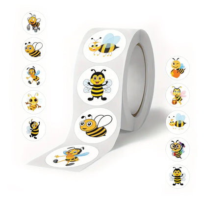 Kabukis 500pcs Bee Insect Sticker Roll - Cute & Funny Labels (10 Designs) - Kabukis