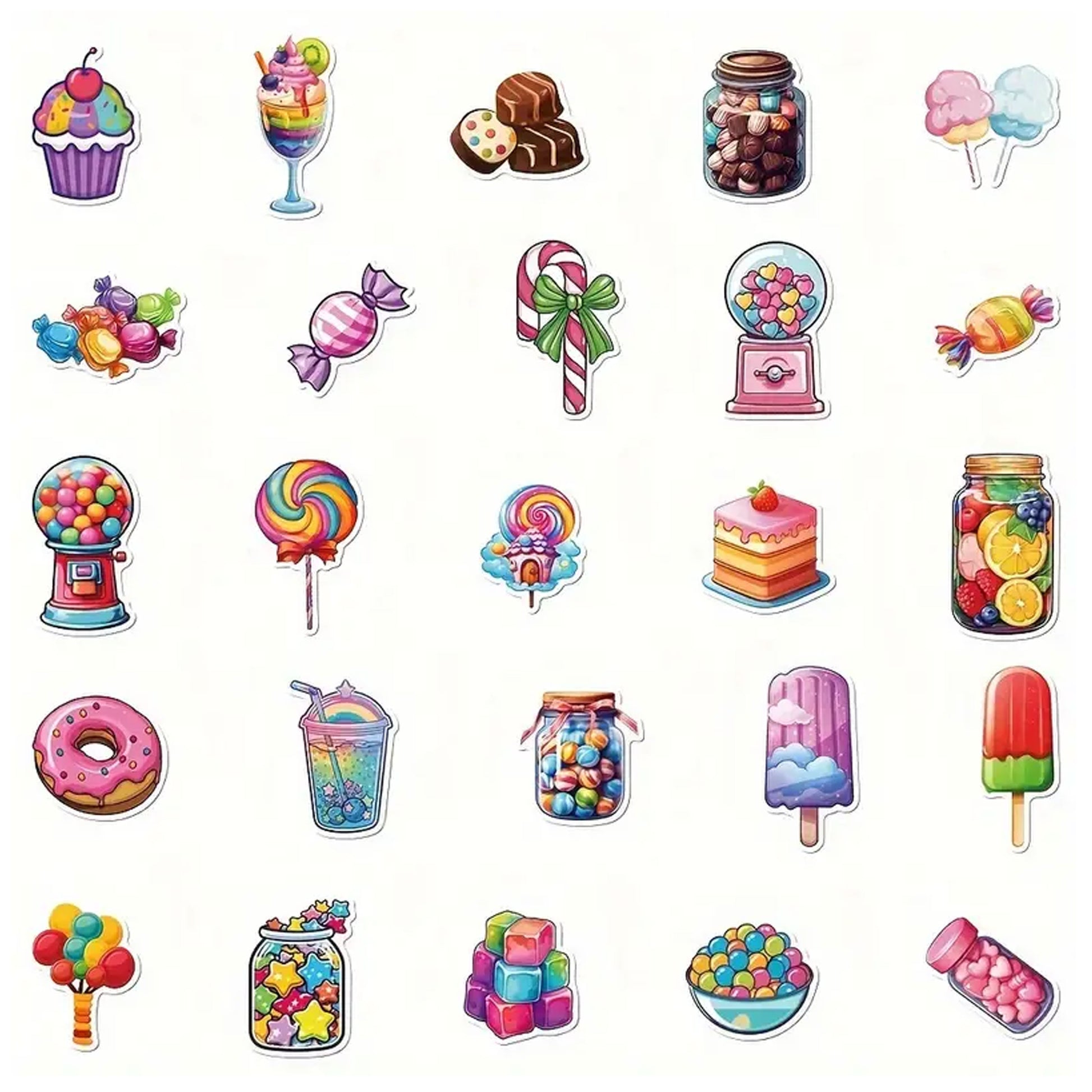 50pcs Vibrant Candy Stickers - Add a Pop of Fun to Any Surface! - Kabukis