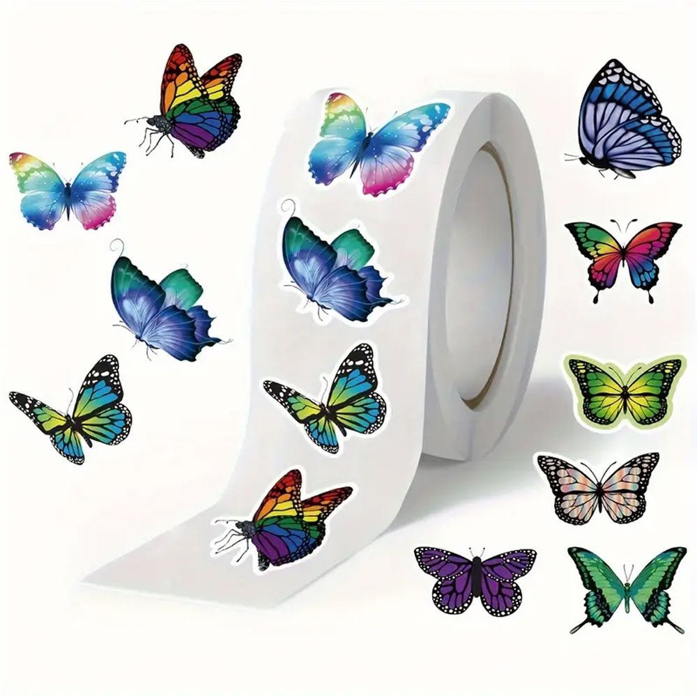 500pcs Bright & Attractive Butterfly Shaped Gift Wrap Sticker Roll - Kabukis
