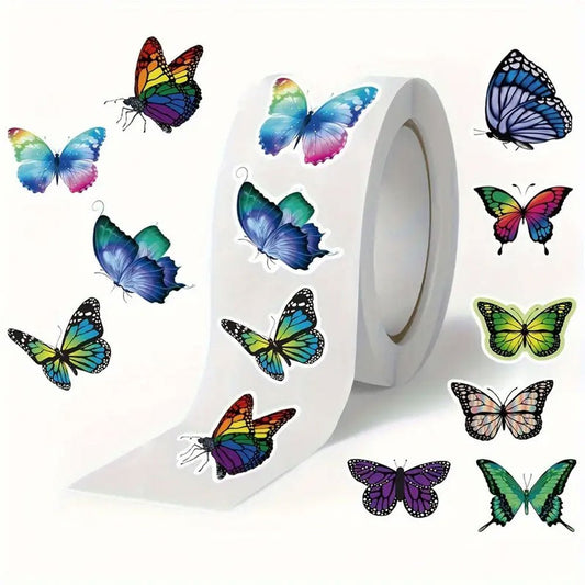 500pcs Bright & Attractive Butterfly Shaped Gift Wrap Sticker Roll - Kabukis