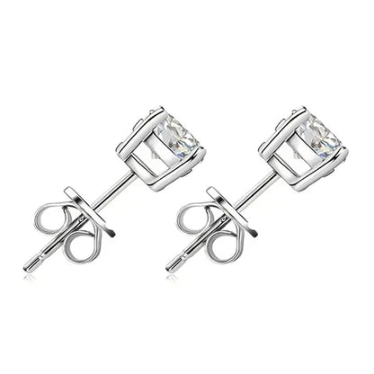 Kabukis 925 Silvery Zirconia Earrings - Elegant Daily Sparkle for Women 4mm - Kabukis