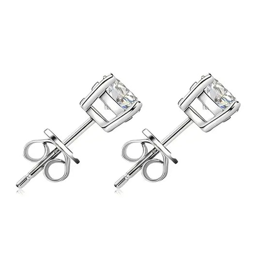 Kabukis 925 Silvery Zirconia Earrings - Elegant Daily Sparkle for Women 4mm - Kabukis