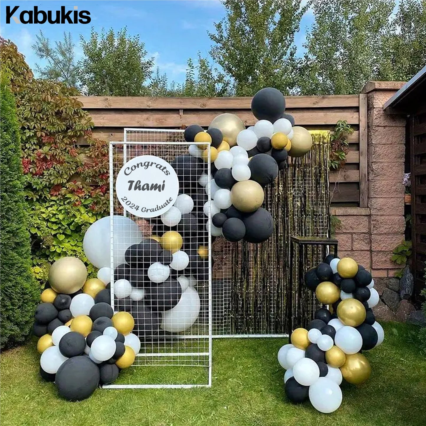 Kabukis 50 Piece Black and Gold Birthday Balloons with Confetti Inside - Kabukis