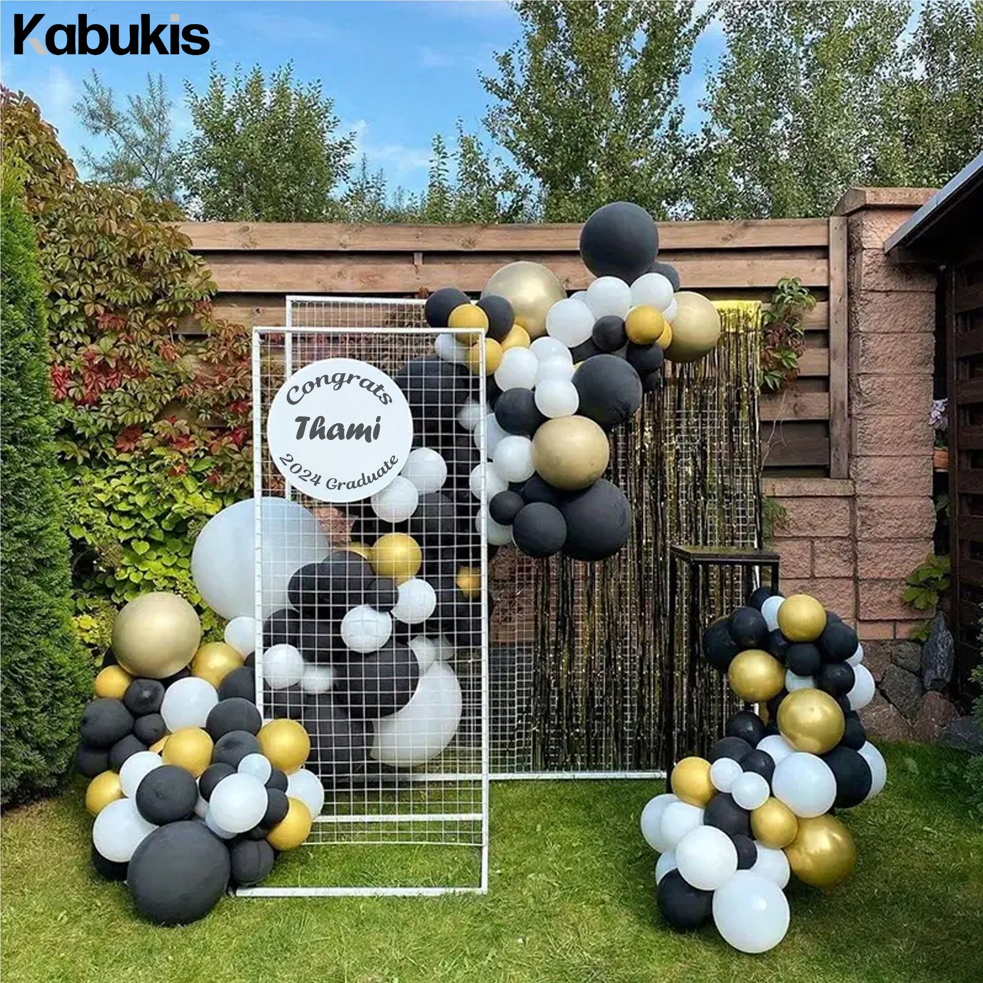 Kabukis 50 Piece Black and Gold Birthday Balloons with Confetti Inside - Kabukis