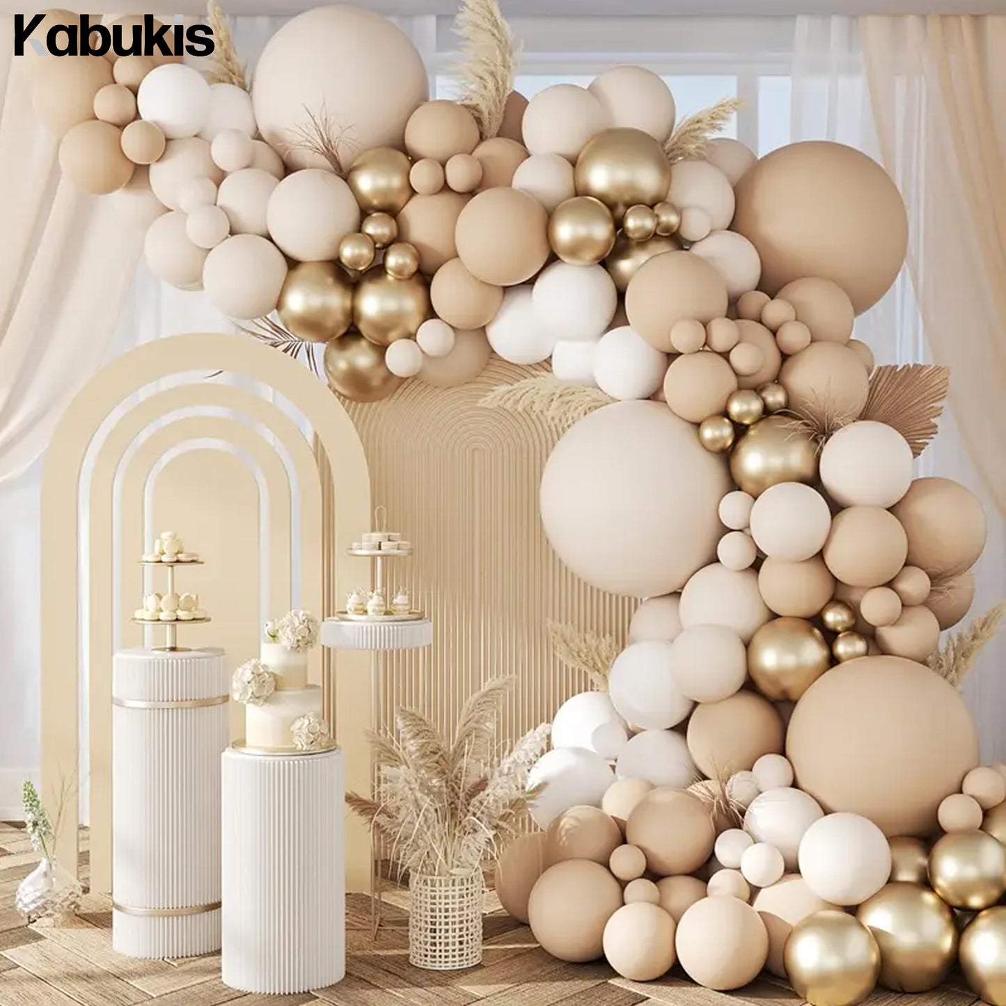 Kabukis Balloon Arch Kit - Elegant Nude and White Garland for Events - Kabukis