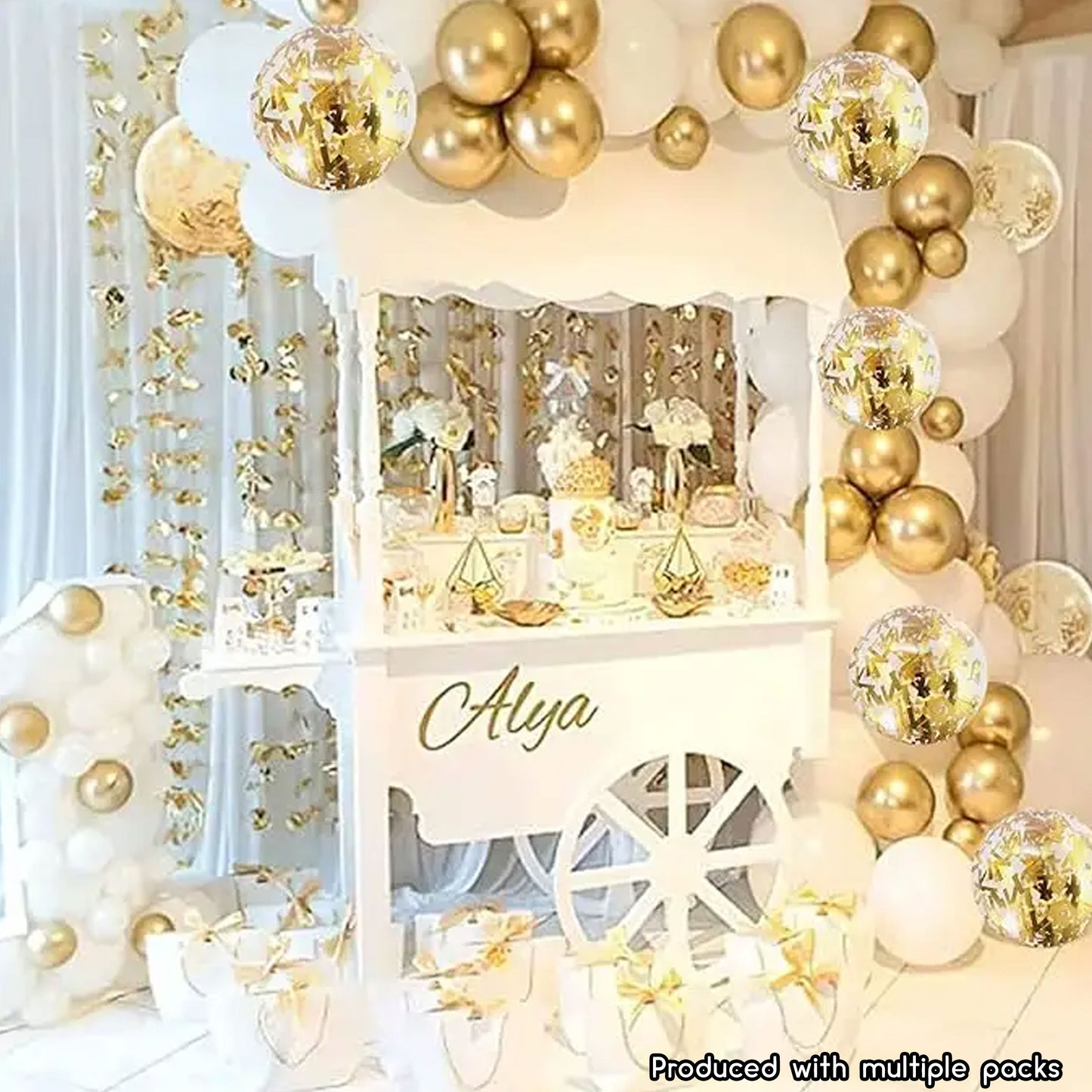 30 Pieces Golden & Pearl White Balloons - Luxurious Party Elegance Set - Kabukis