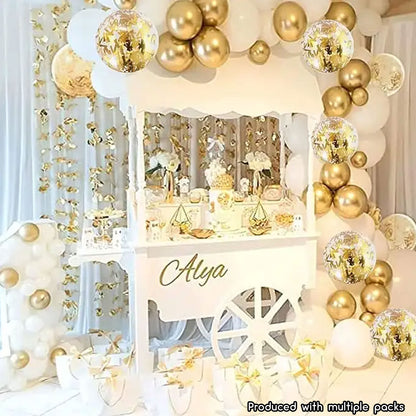 30 Pieces Golden & Pearl White Balloons - Luxurious Party Elegance Set - Kabukis