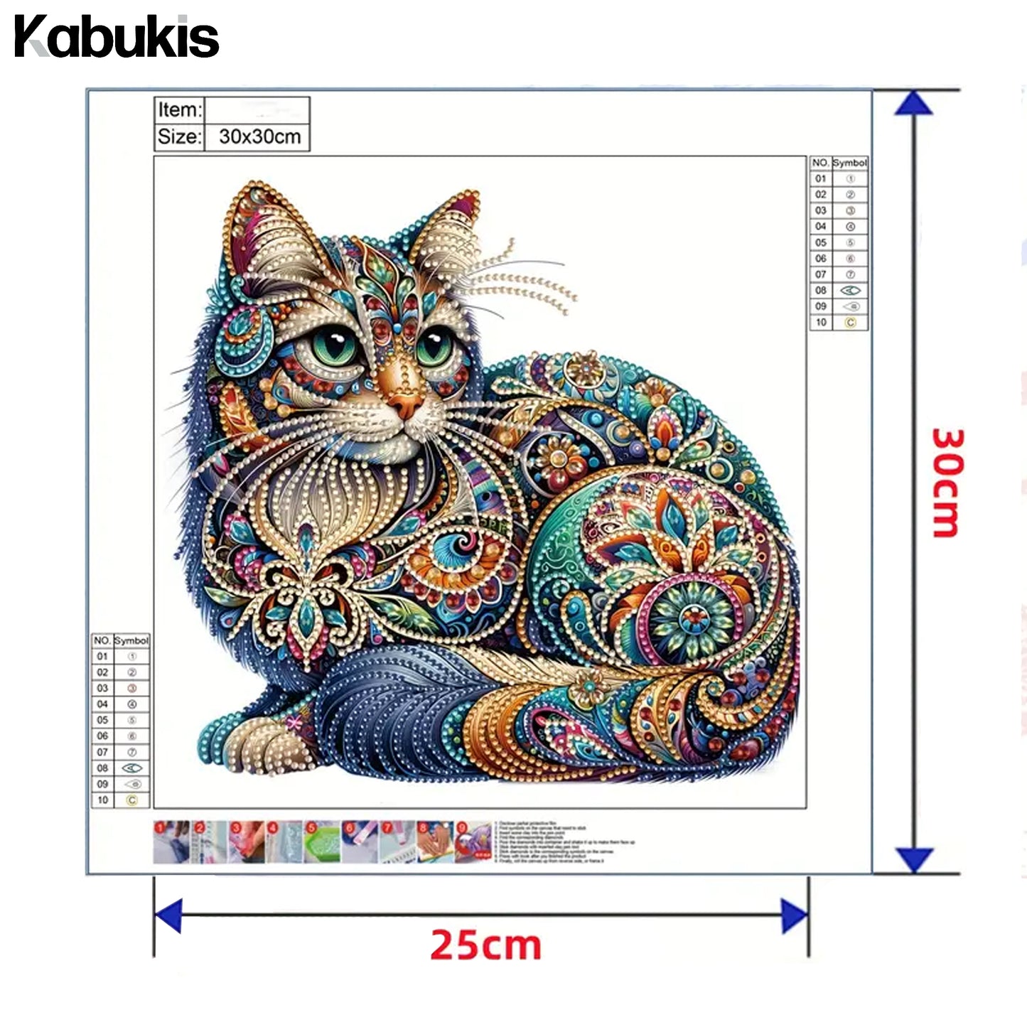 Dazzling Cat 5D Diamond Art Kit - Kabukis