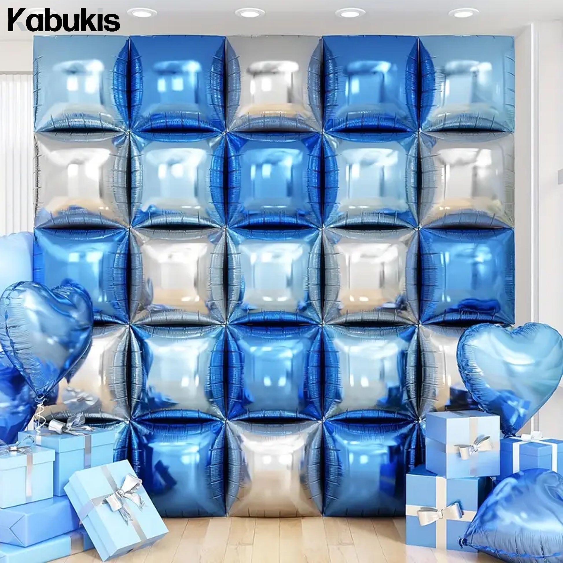 Kabukis 25 Blue Double - Sided Foil Balloons - Stunning Wall Décor Set - Kabukis