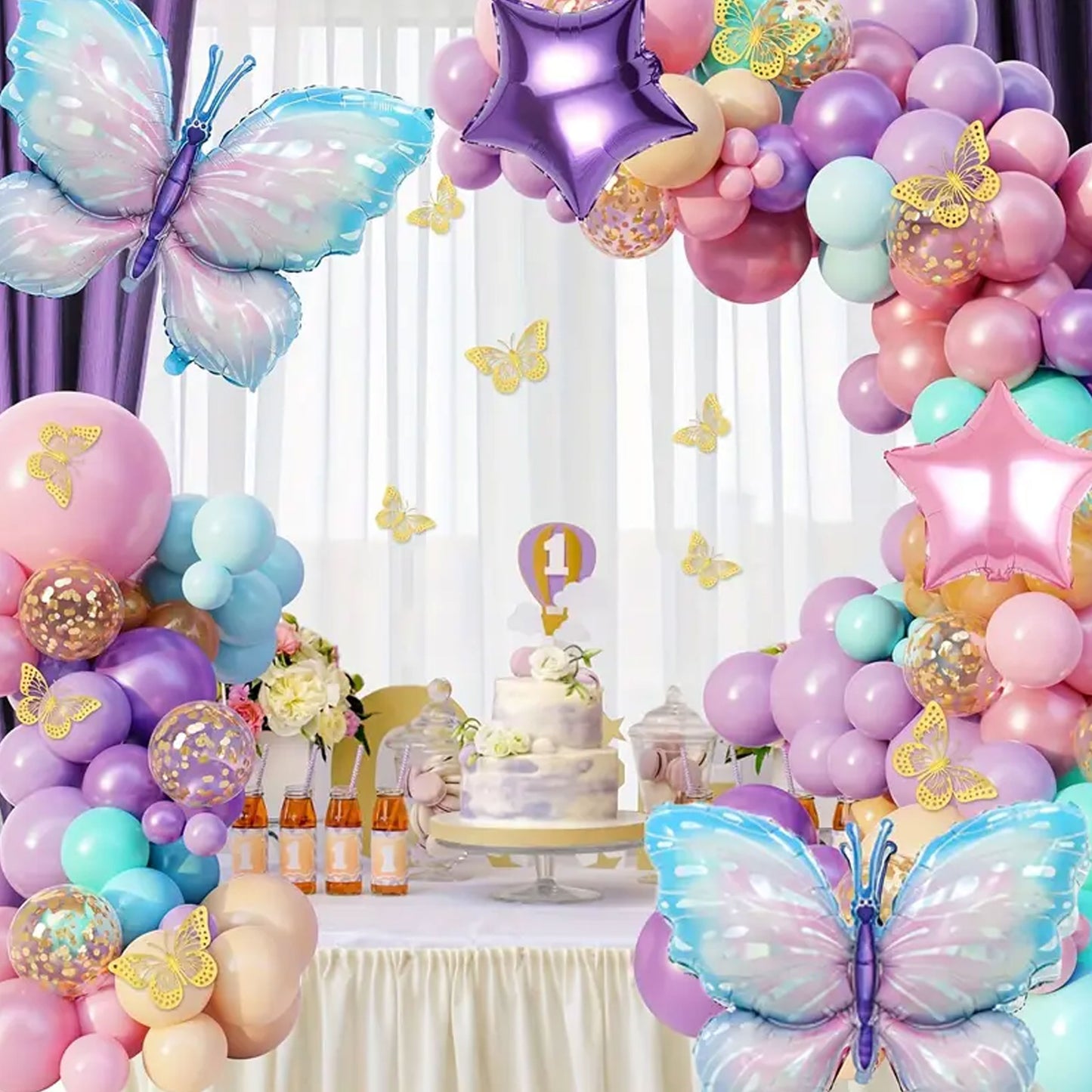 157 - piece Enchanting Blue Butterfly Balloon Set - Kabukis