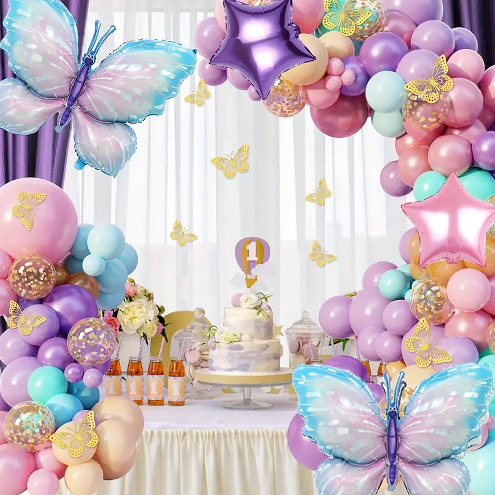 157 - piece Enchanting Blue Butterfly Balloon Set - Kabukis