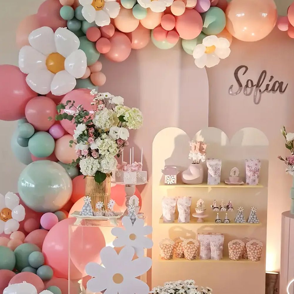 163 Piece Daisy Balloon Arch Kit - Transform Parties with Vibrant Elegance - Kabukis