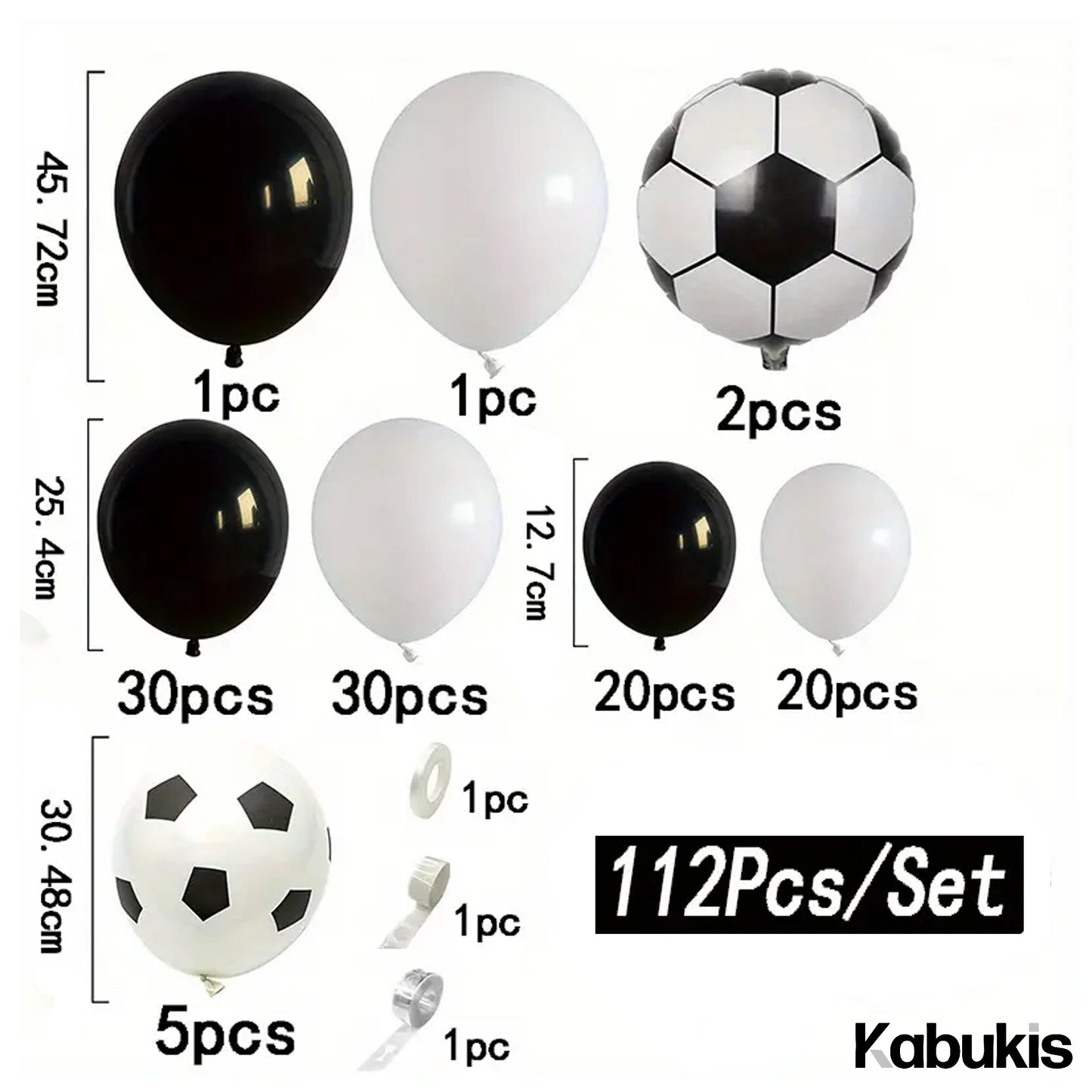 Kabukis 112 Piece Soccer Balloon Arch Kit - Ultimate Football Party Fun - Kabukis