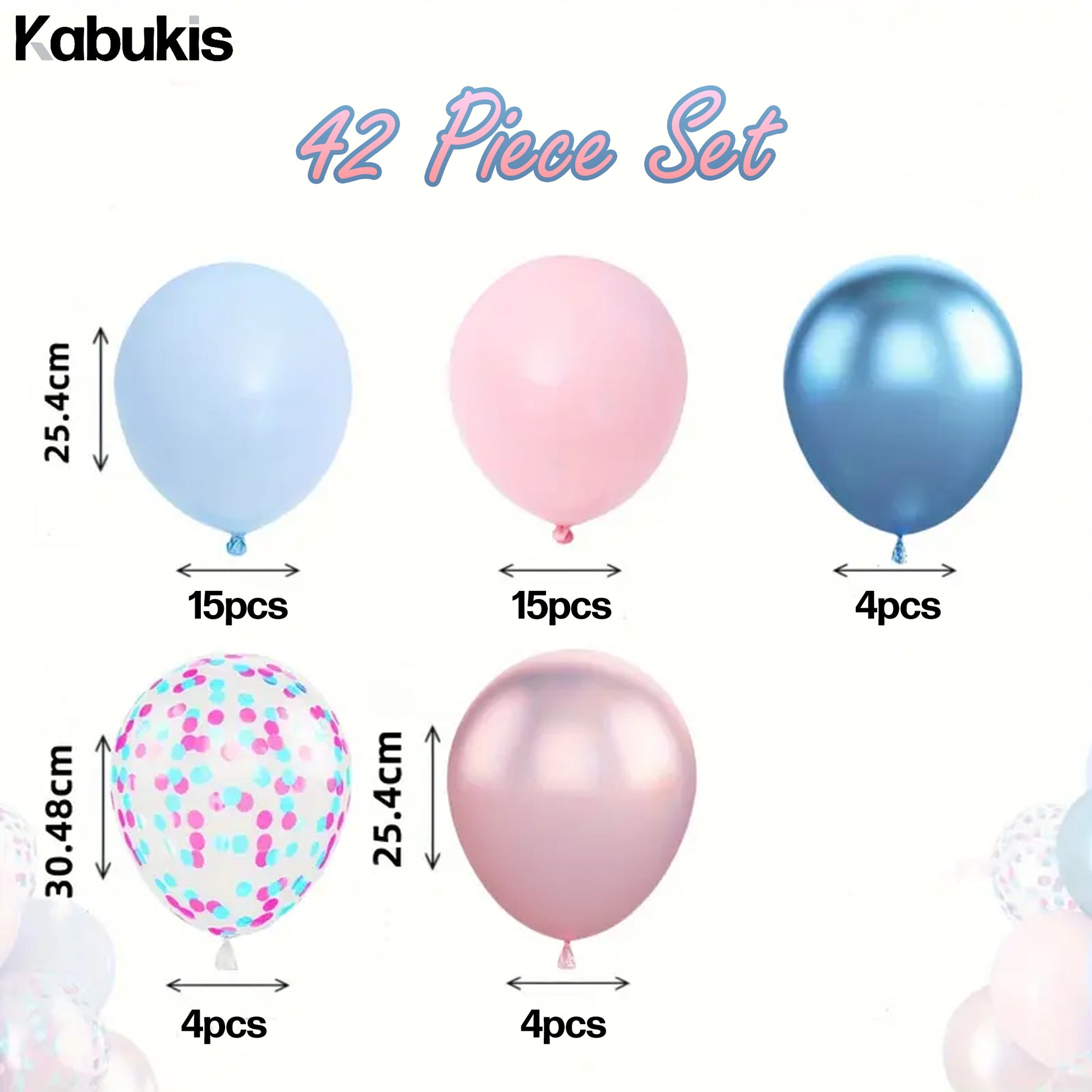 Pink and Blue Confetti Balloons for Joyful Celebrations - 42 Pieces - Kabukis