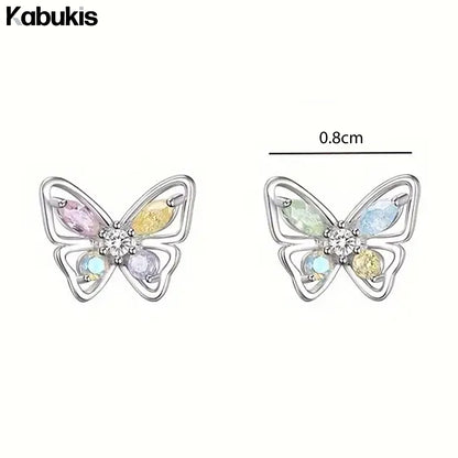 Kabukis Elegant Butterfly Stud Earrings - Korean Style with Rhinestones - Kabukis