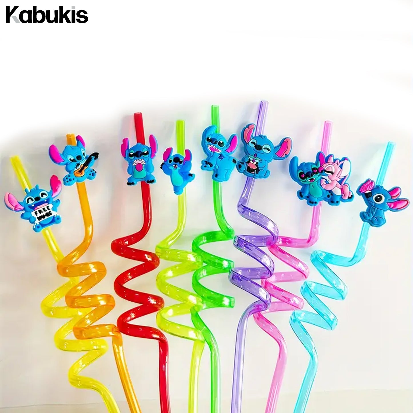 Kabukis Stitch Reusable Straws - 8 - piece of Joyful Fun for Birthdays & Events - Kabukis