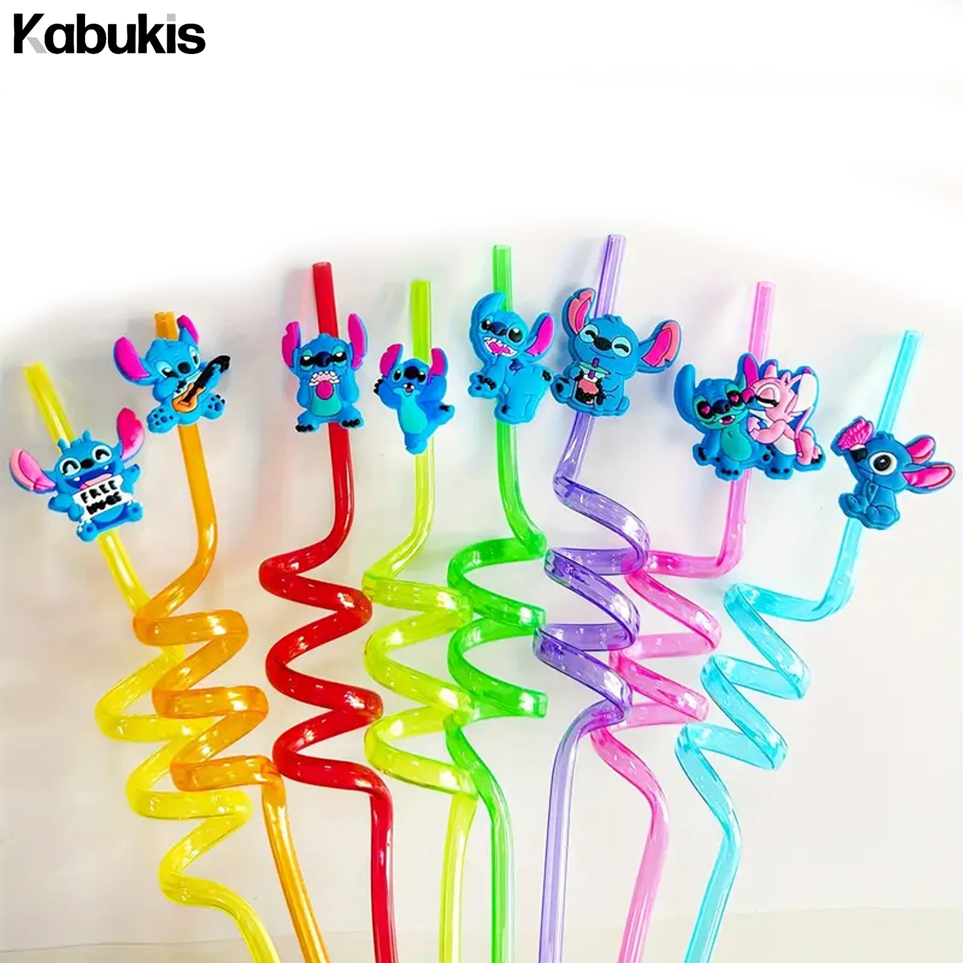 Kabukis Stitch Reusable Straws - 8 - piece of Joyful Fun for Birthdays & Events - Kabukis