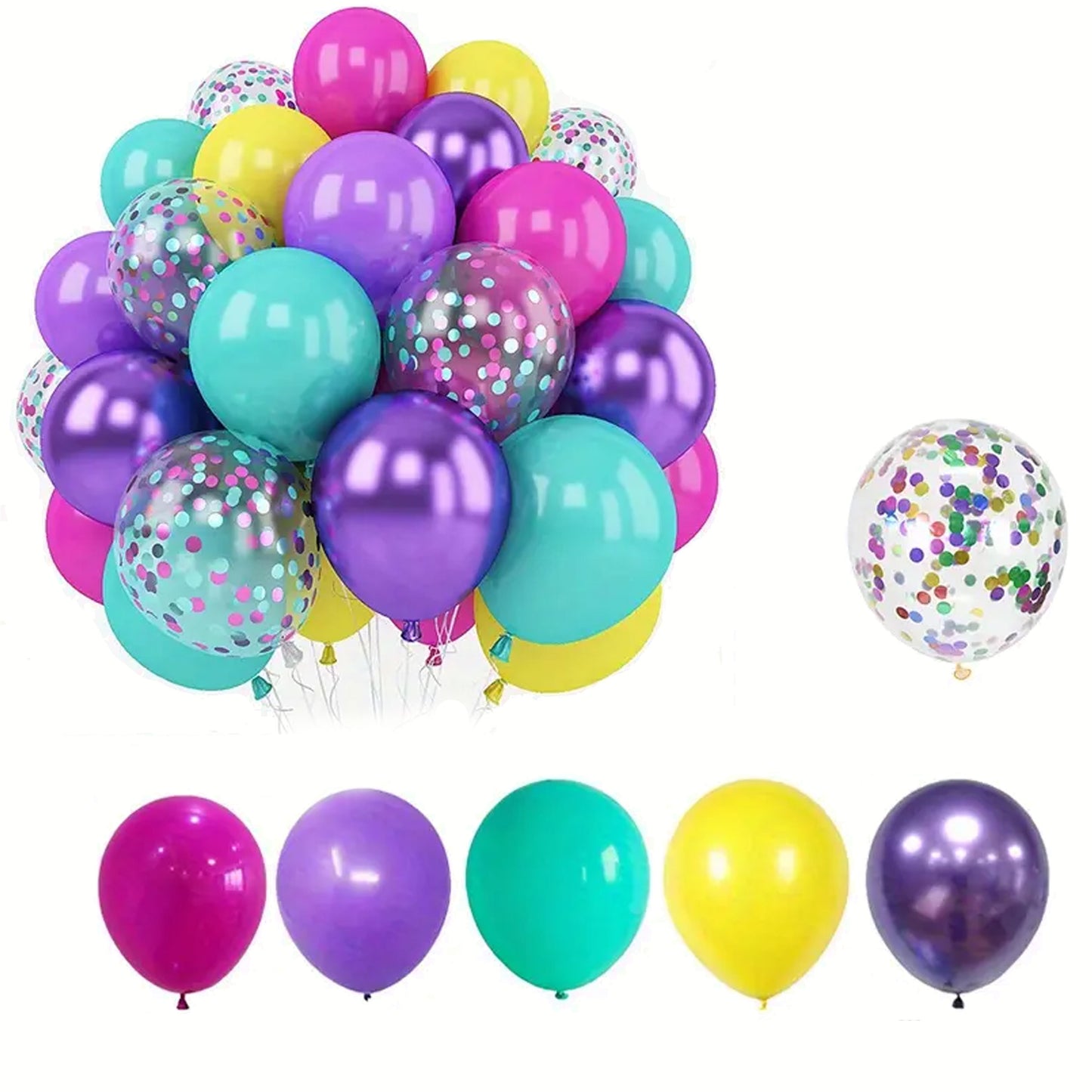 50 Pieces Vibrant Metallic Confetti Balloons - Celebrate in Color & Style - Kabukis