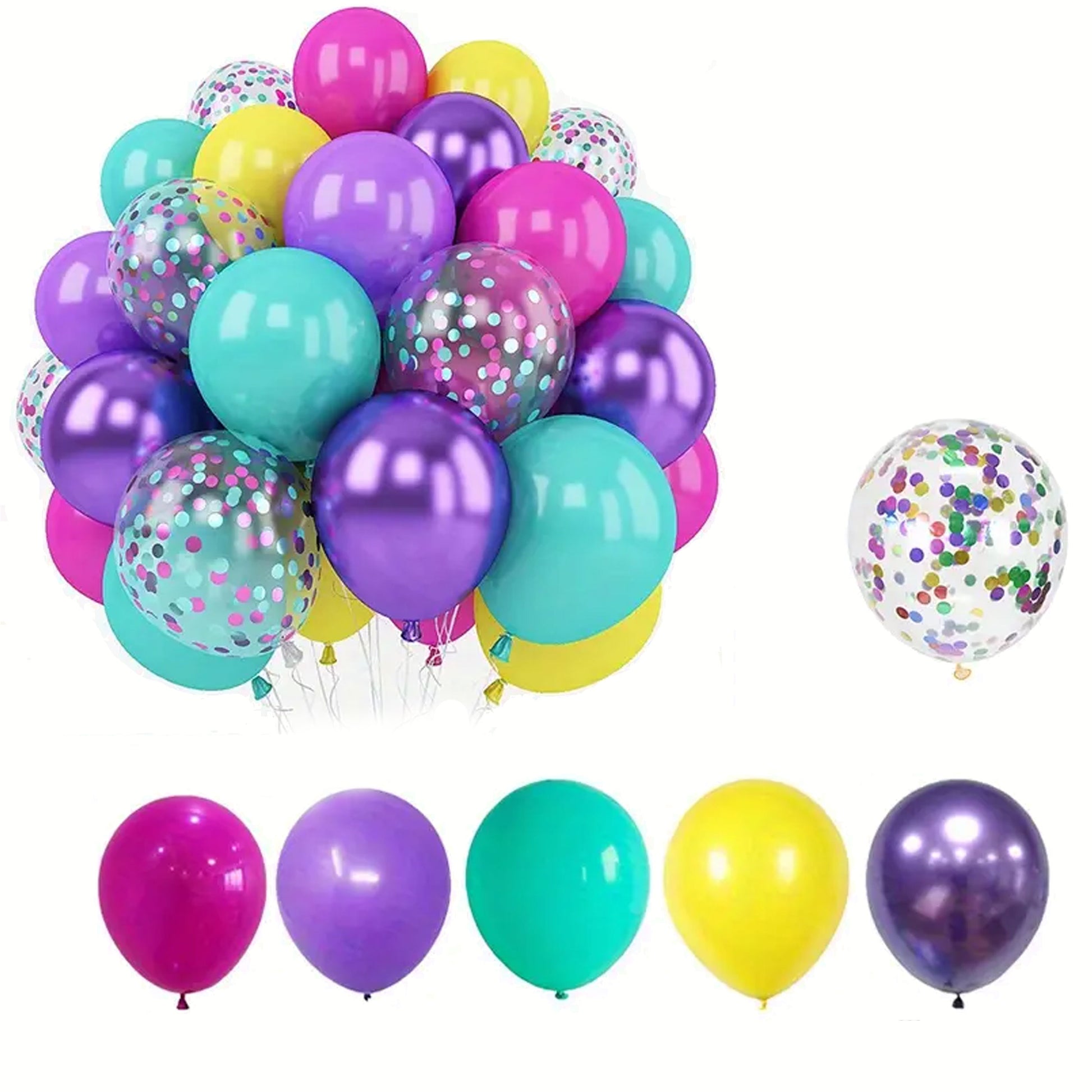 50 Pieces Vibrant Metallic Confetti Balloons - Celebrate in Color & Style - Kabukis